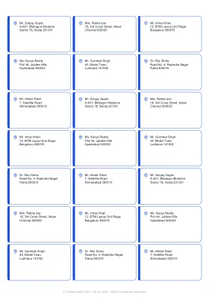 Address Labels (21 per page) template