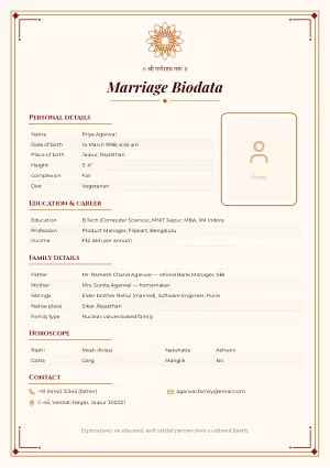 Marriage Biodata — Pro template