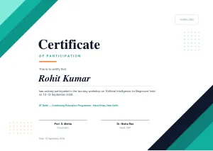 Workshop Participation Certificate template