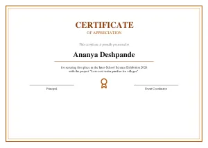 Certificate of Appreciation template