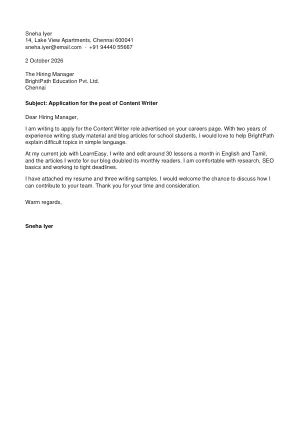 Cover Letter template