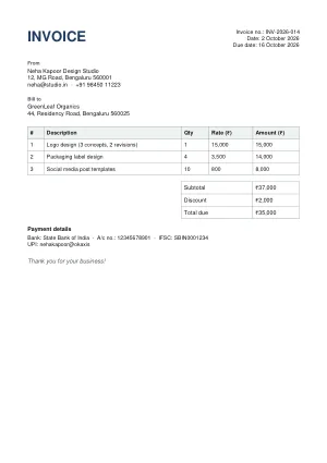 Invoice — Simple template