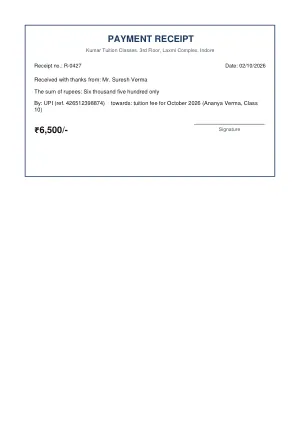 Payment Receipt template