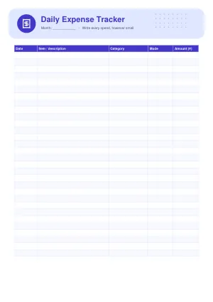 Daily Expense Tracker template