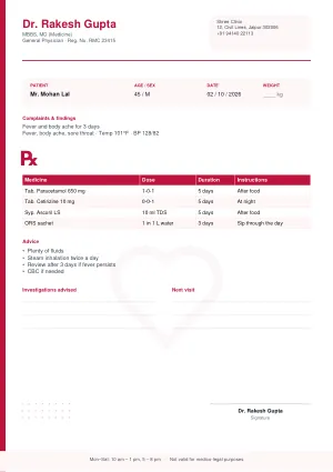 Prescription Pad — General Physician (Classic) template