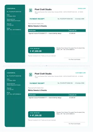 Payment Receipt — Counterfoil template