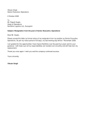 Resignation Letter template