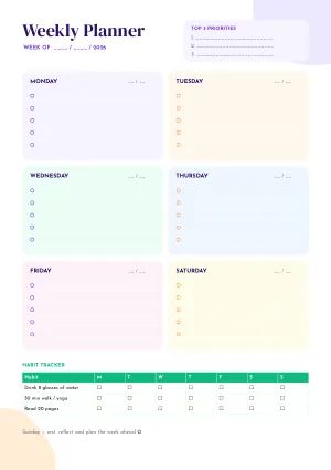 Weekly Planner template
